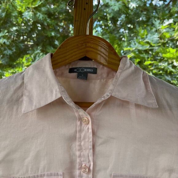 Go Silk Women's Light PInk 100% Linen Long Sleeve Button Down Shirt Size S - Picture 4 of 9